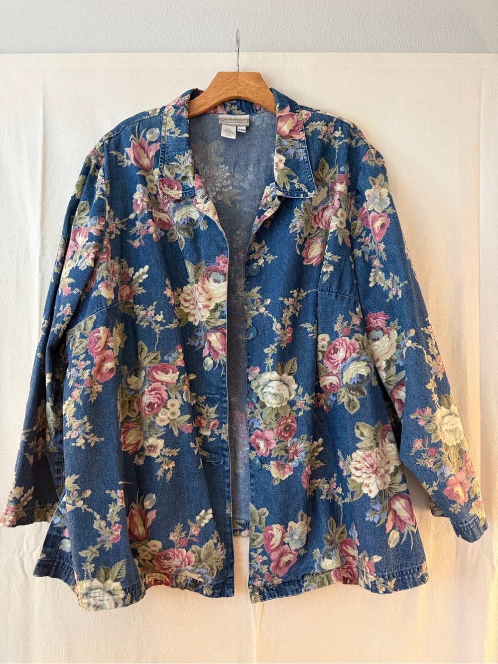 Vintage 90s Coldwater Creek Blue Floral Button-Down Shirt Jacket